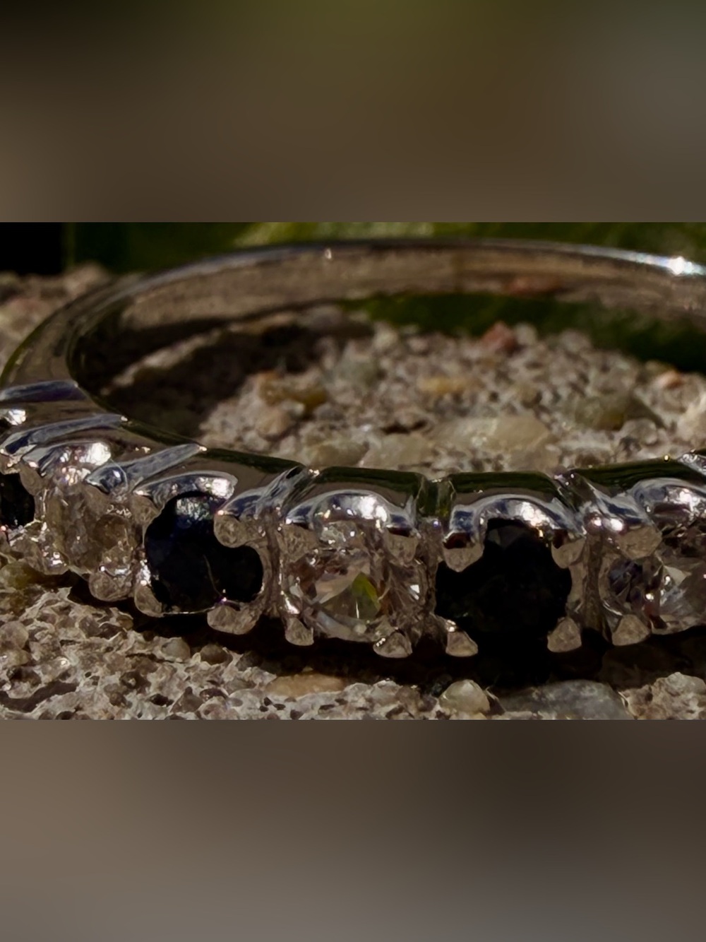 14K White Gold Over 925 Silver Multi Gemstone Ring Sapphire Emerald Ruby & Topaz - Picture 3 of 13